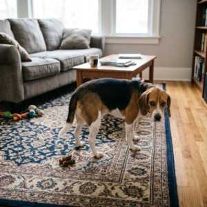 שתן וקקי של כלב על שטיח